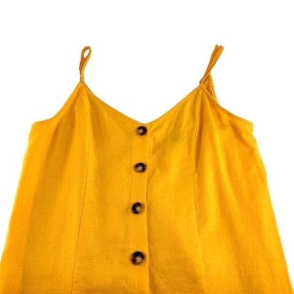 Show Me Your Mumu Sunflower Yellow Spaghetti Strap Mini Sundress Linen Blend - Picture 3 of 6